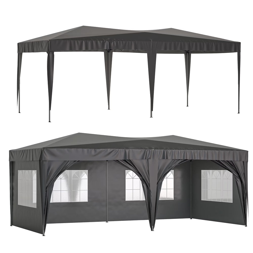 10x20 Pop-up Canopy Tent with 6 Sidewalls, Black P65994
