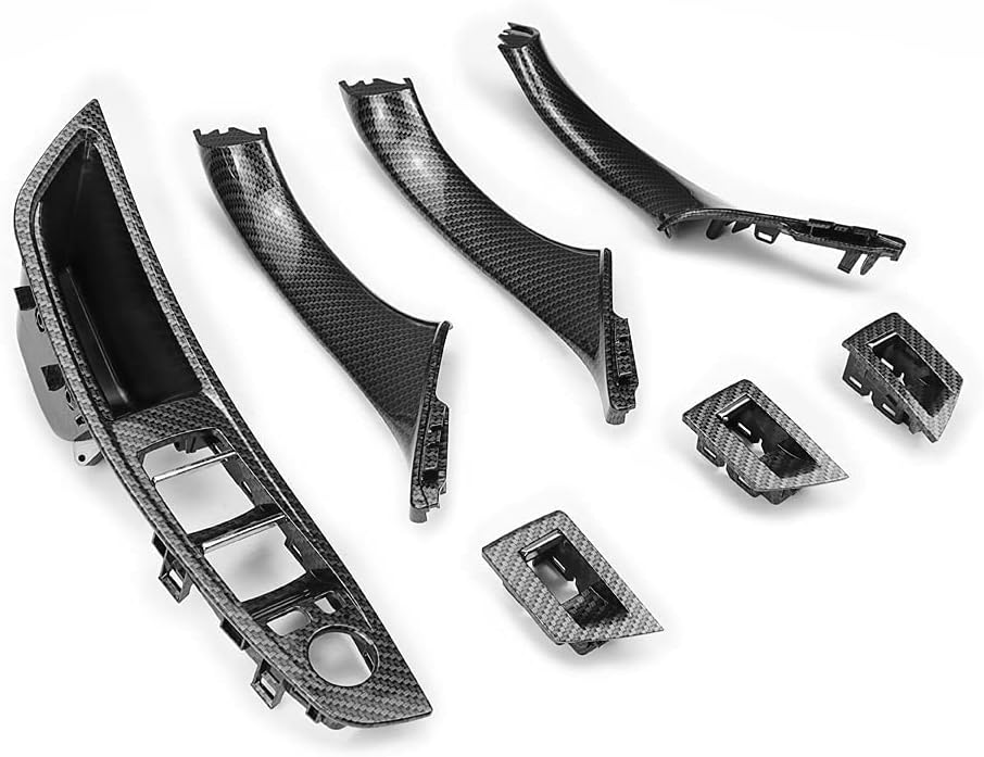 Carbon Fiber Window Switch Armrest Panel Inner Door Pull Handle Trim Cover S666