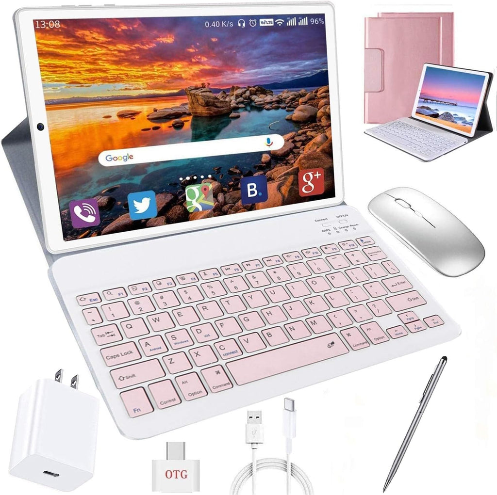 Pink Tablet with Wireless Keyboard Case and Mouse B66861