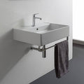 White Ceramic Rectangular Wall Mount Bathroom Sink with Overflow H7768