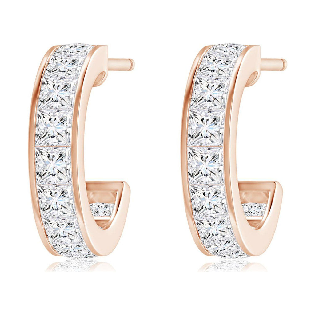 Natural 1.1 Ct. Diamond Hoop Earrings in 14K Rose Gold L897587