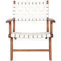 Black Strap Leather Teak Wood Lounge Chair O50065