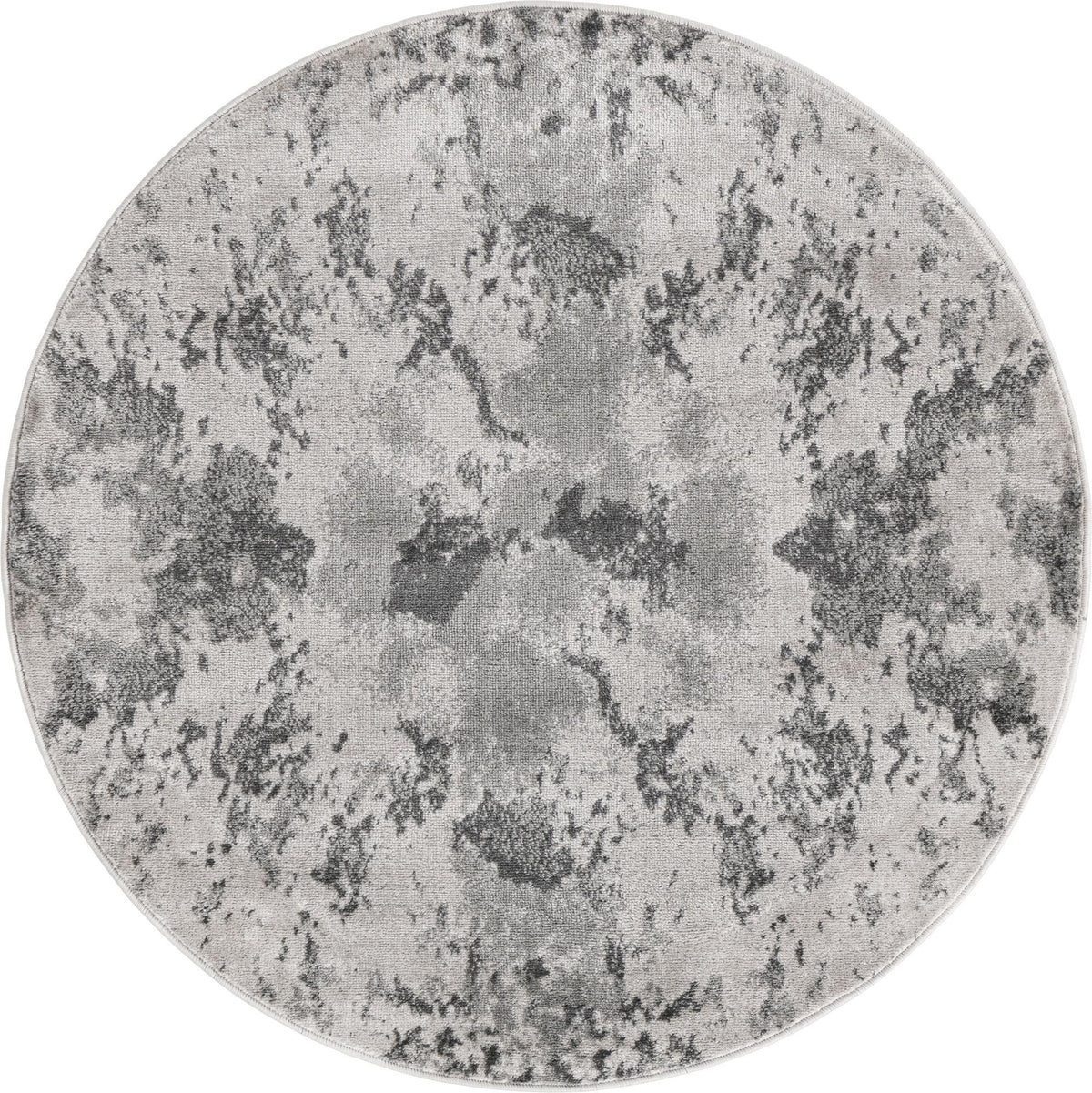Light Gray/Gray Round Abstract Rug W54452