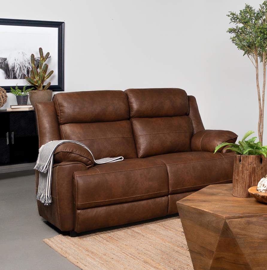 Dark Brown Upholstered Arm Loveseat Z550338