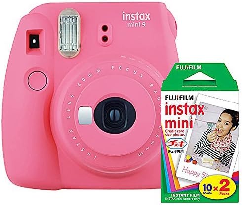 Flamingo Pink Instant Camera and Film Twin Pack 20 Exposures Bundle I731