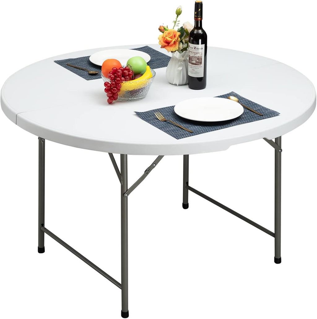 White 4ft Bi-Folding Plastic Dining Table Q6129