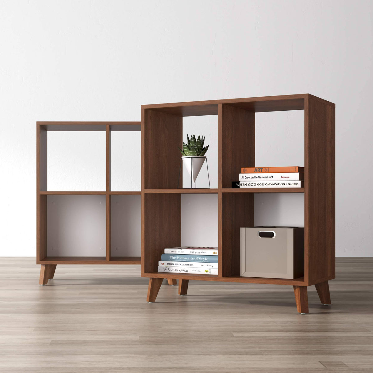 Light Walnut Modern Cube Bookcase B302