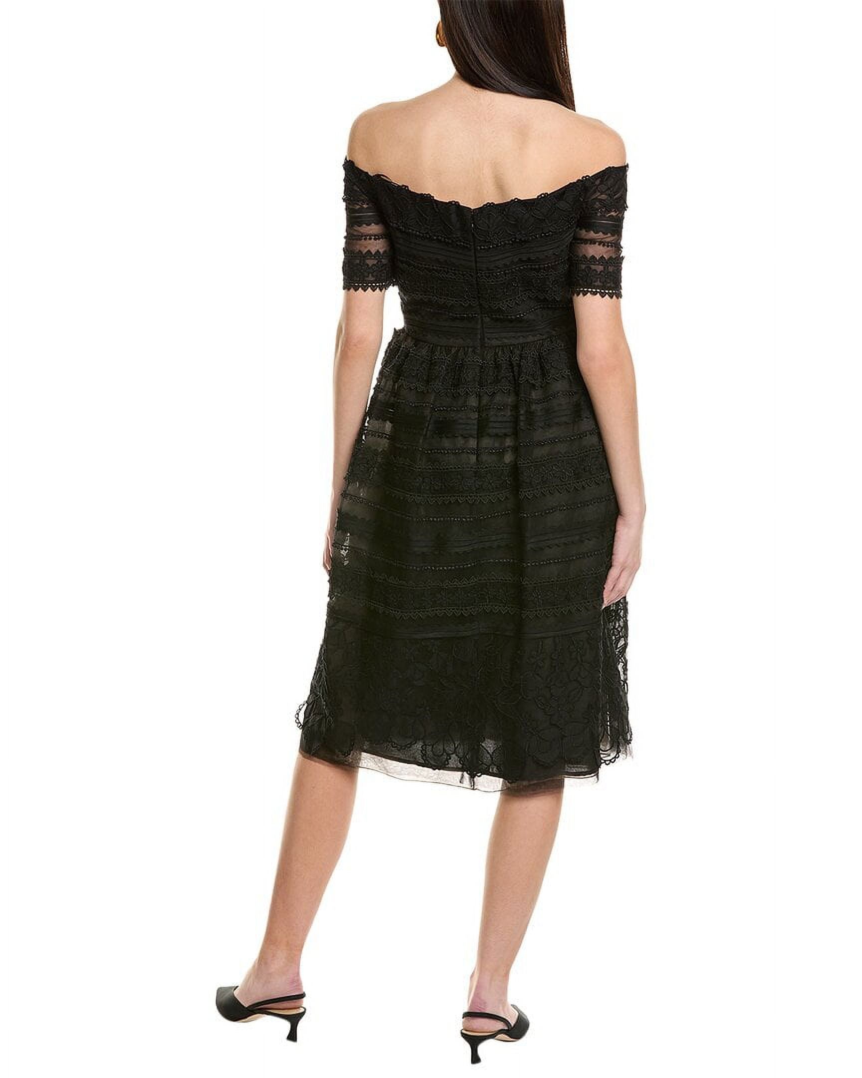 Black Lace Off-Shoulder Midi Dress P893312