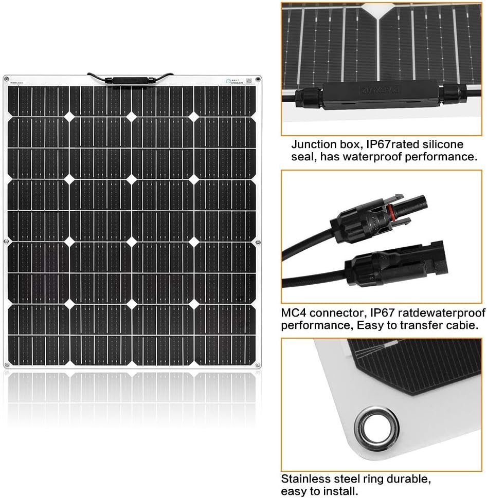 100W Flexible Monocrystalline Solar Panel Kit with 10A Controller and Cable Q8955