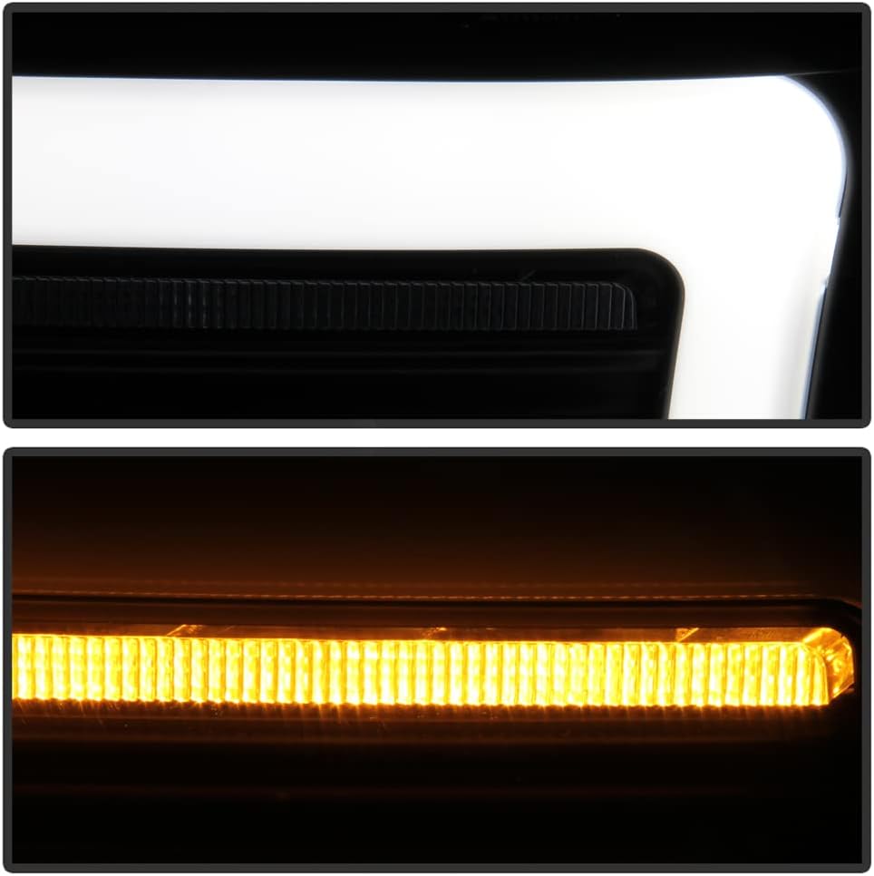 Black LED Tube Projector Headlights Pair S178341