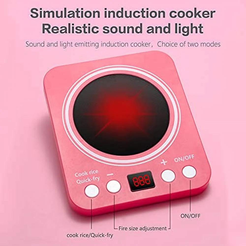 Pretend Play Kitchen Toy with Cookware, Steam Pressure Pot, Electronic Induction Cooktop, Cooking Utensils, Toy Cutlery, Play Food, Shopping Basket K28974