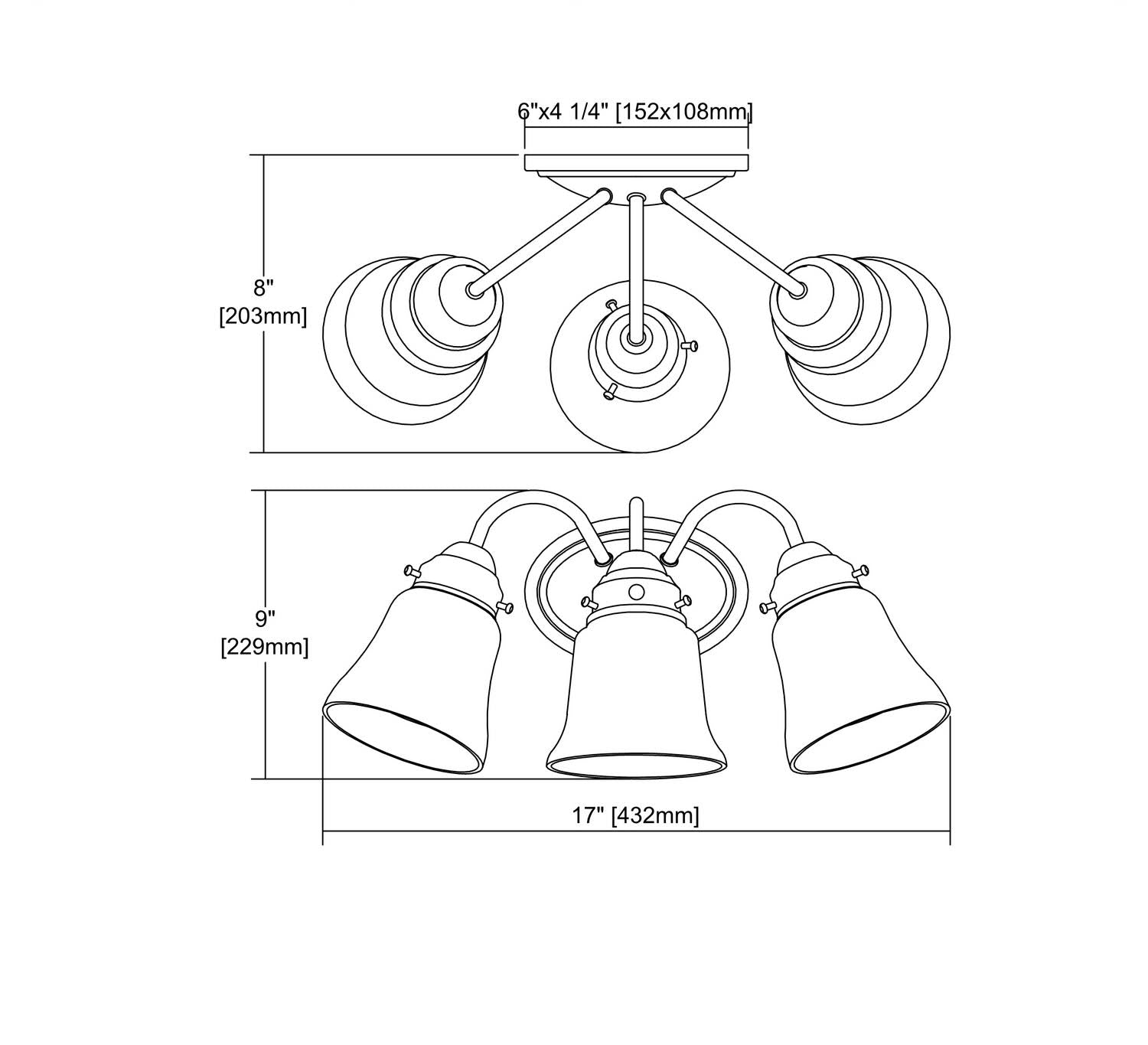 Brushed Nickel 3 Light Bath with White Glass X779