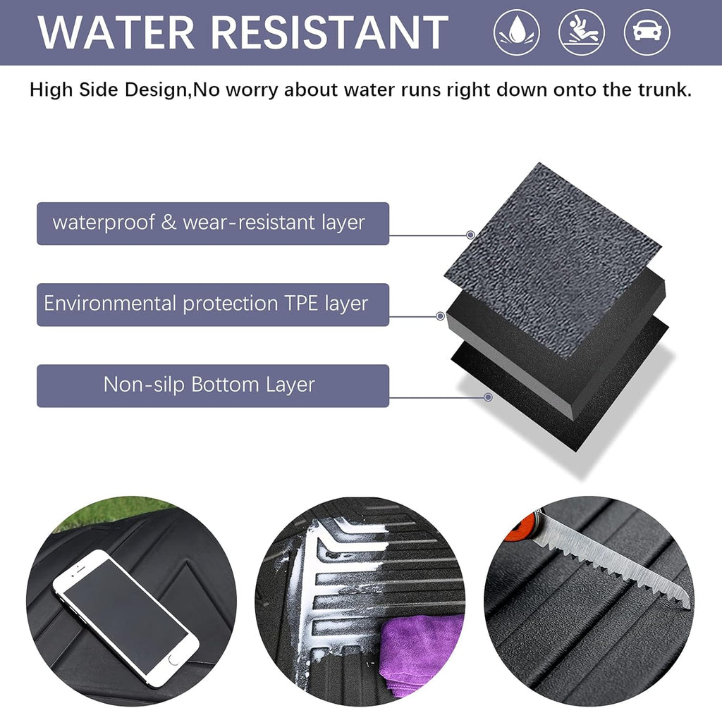 Black TPO Waterproof Rear Cargo Tray Trunk Floor Mat Protector Y934