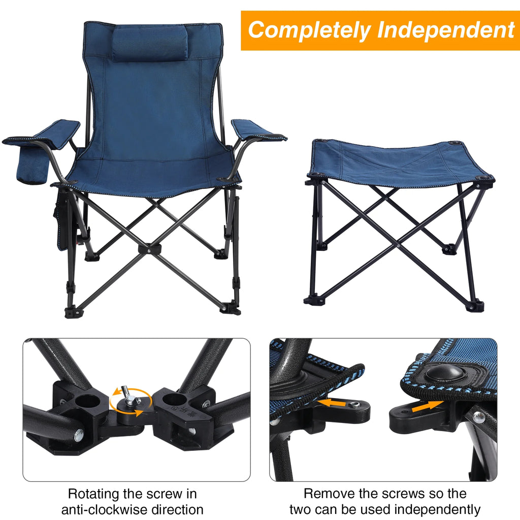 Blue 2 in 1 Folding Camping Chair with Removable Footrest Q304857