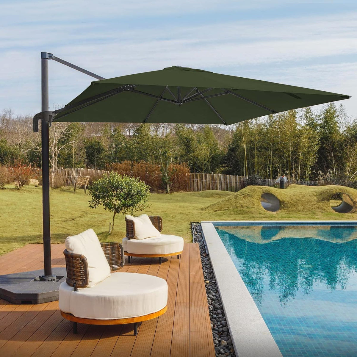 Brick Red 10 FT Offset Patio Umbrella with Aluminum Frame X82978