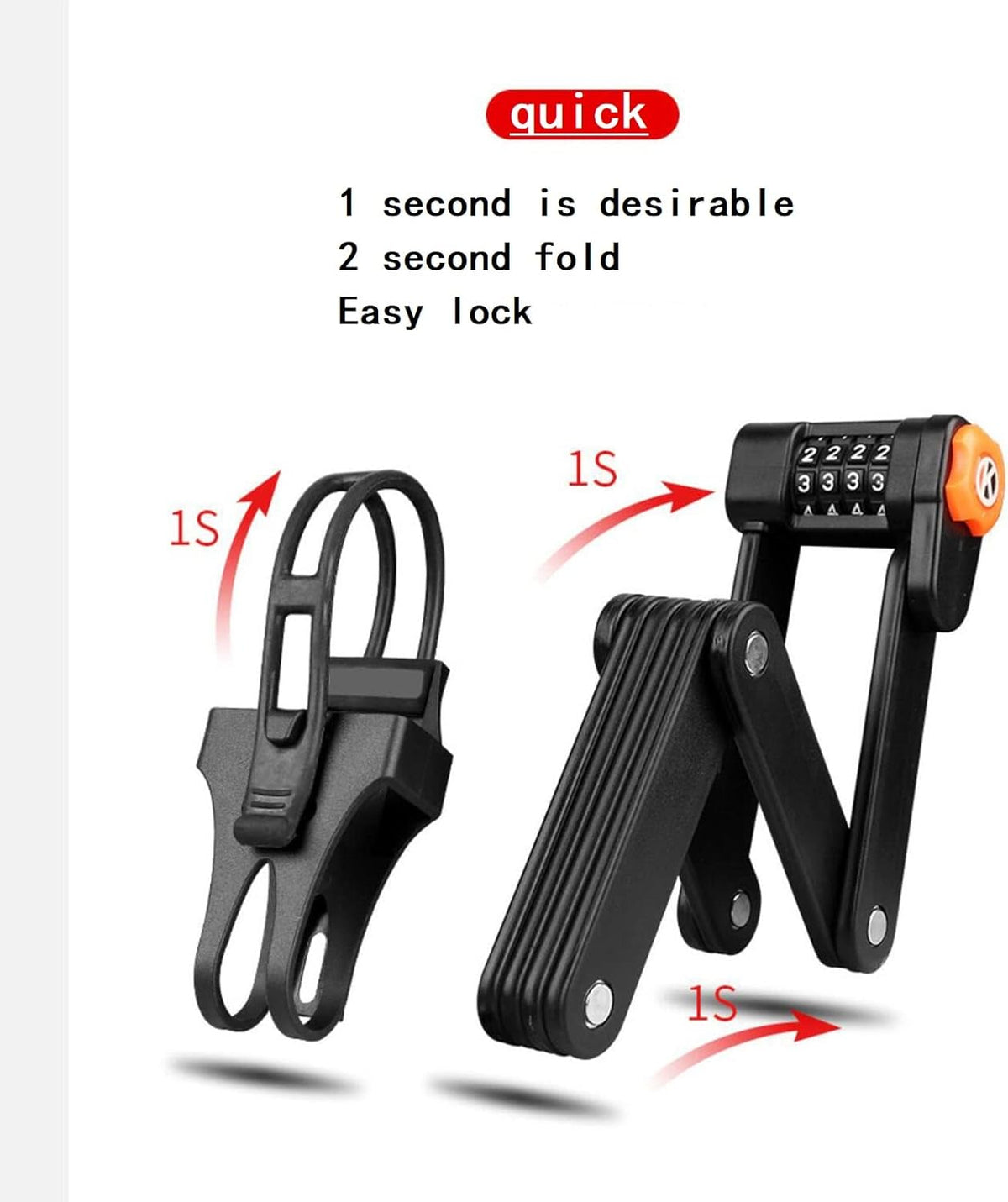 Code Lock with 4 Password Anti-Theft, Heavy Duty Bicycle Security Combination Chain Lock, Pack of 2 S6789