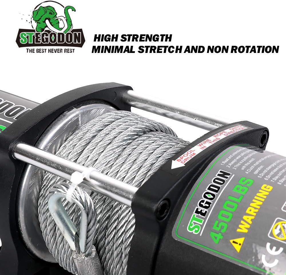 4500 lb. 12V Steel Cable Electric Winch with Wireless Remote U4212