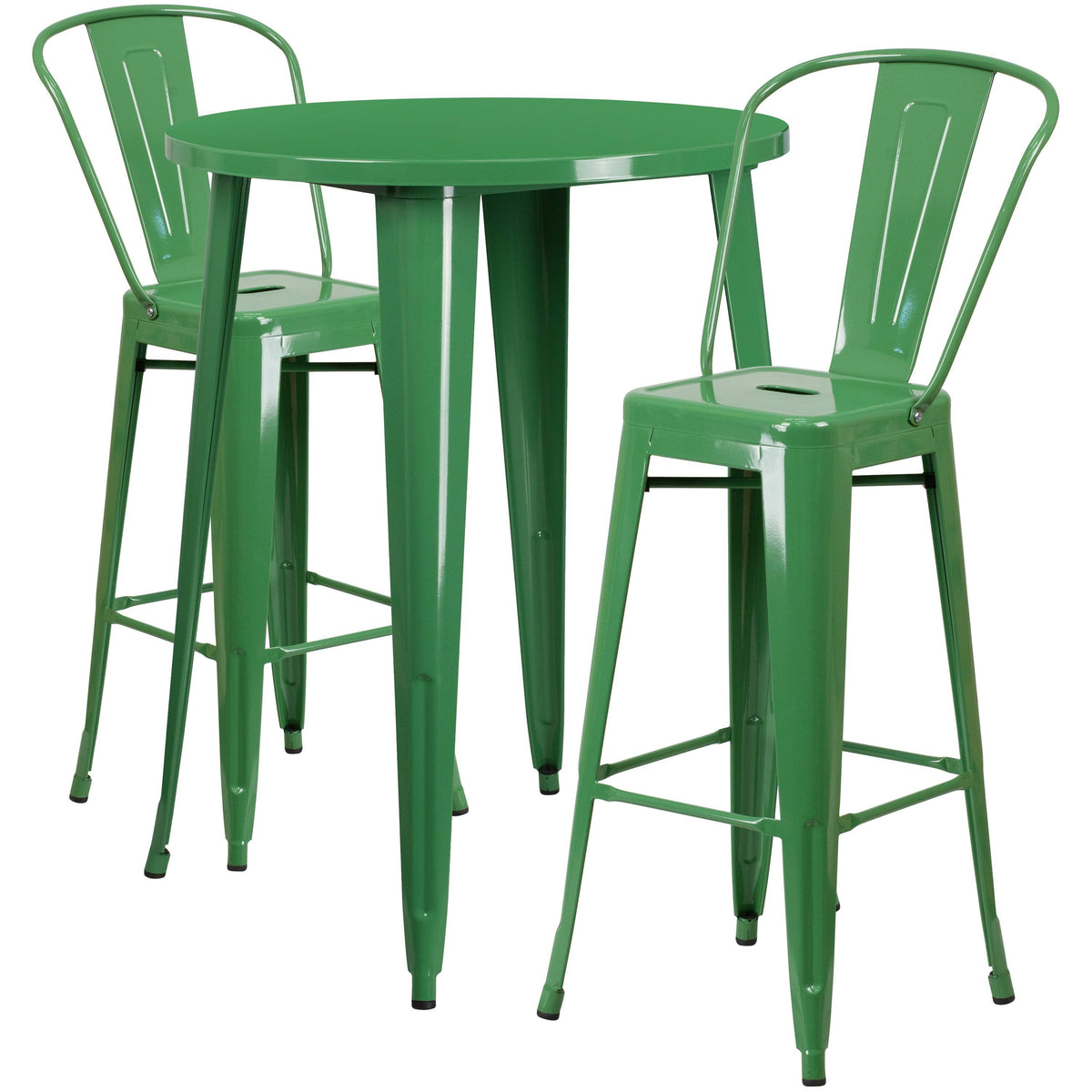 Yellow Metal Bar Table Set with 2 Cafe Stools W2057