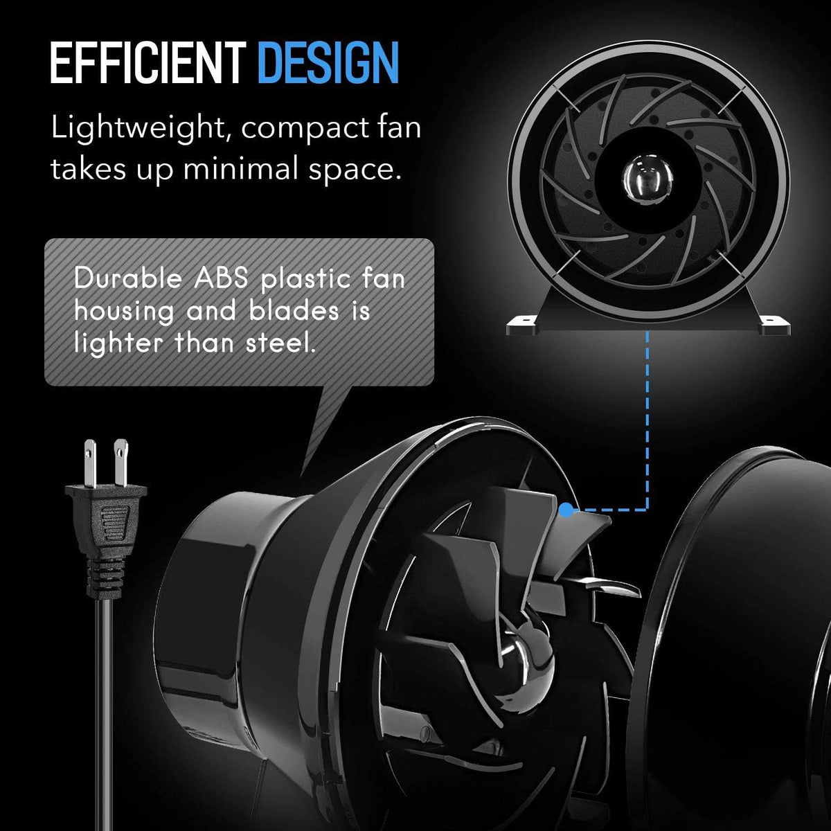 4 Inch 195 CFM Inline Fan, Carbon Filter, 8 Feet Flexible Ducting, Pack of 2 L60930