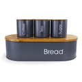 Bamboo 4 Piece Bread Basket and Canister Set in Gray with Lids U348769