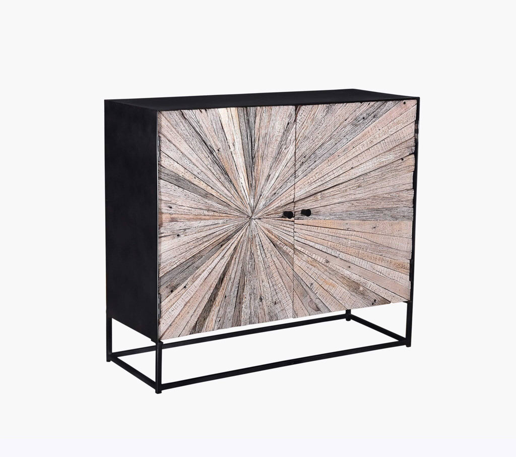 2 Door Metal & Wood Cabinet Q584