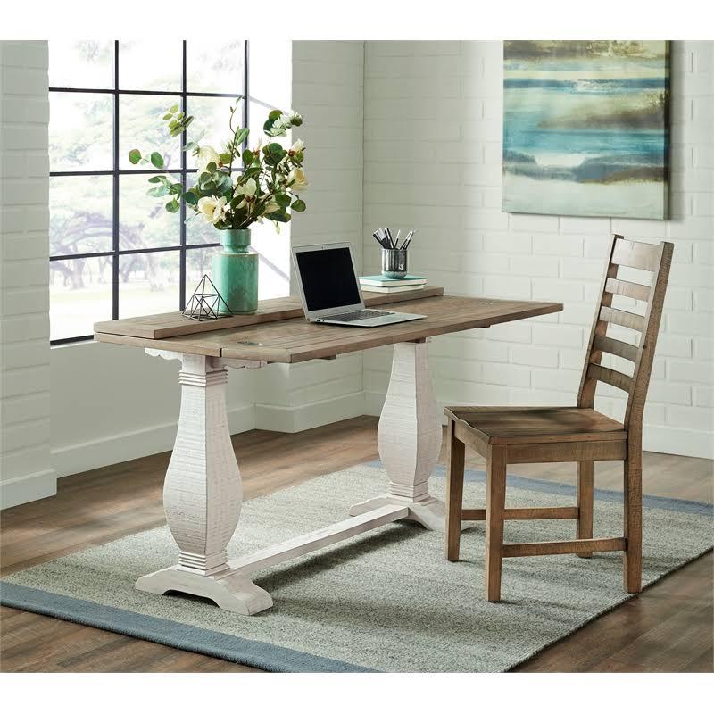 White Stain Pedestal Flip Top Sofa Table U76638