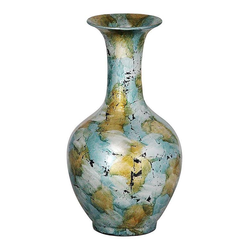 Green/Gold Ceramic Trumpet Vase Z5125