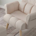 Beige Faux Leather Armchair and Ottoman F6392