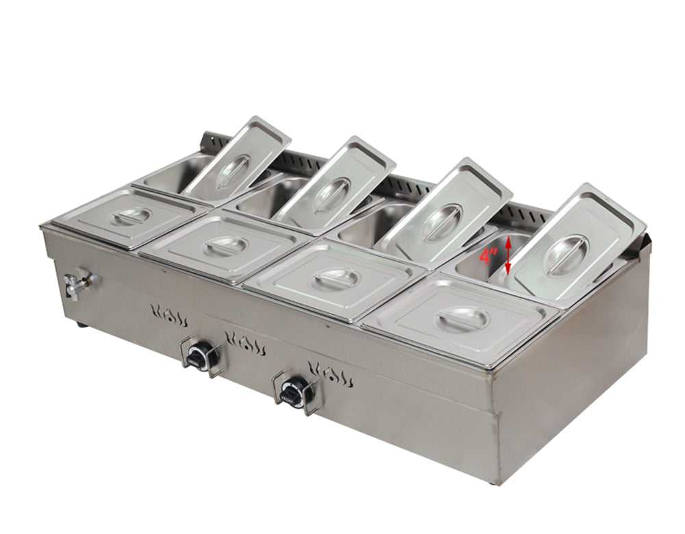 8-Pan LP Gas Buffet Food Warmer Stainless Steel Z844845