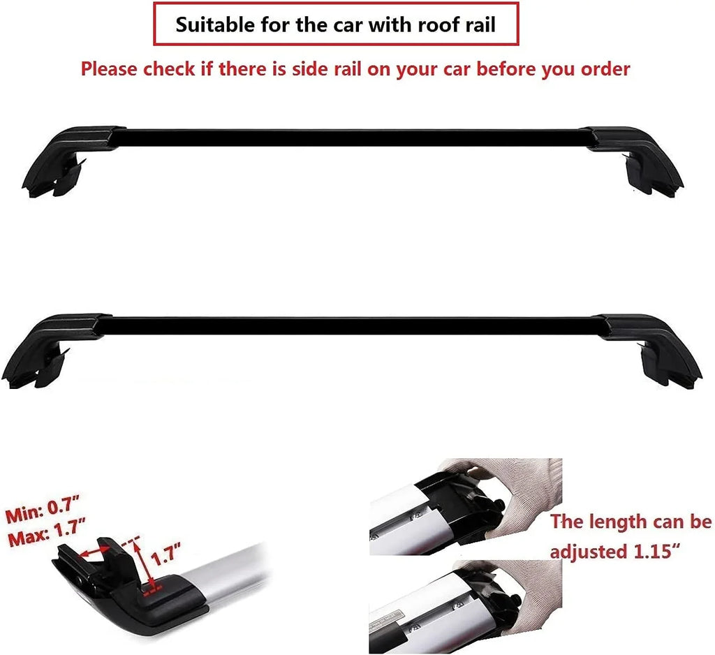 Black Roof Cargo Rack Cross Bars Rail Luggage Carrier Lockable C2153
