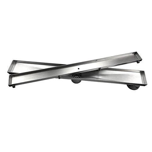 Brushed Linear Shower Drain with Tile Insert Grate D821