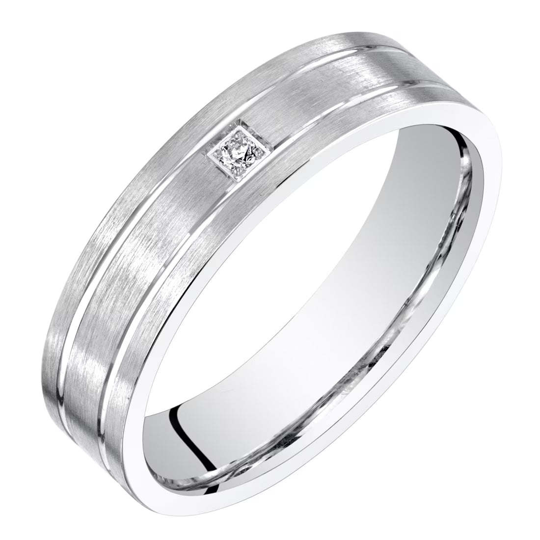 14K White Gold Diamond Wedding Band Ring Z5218