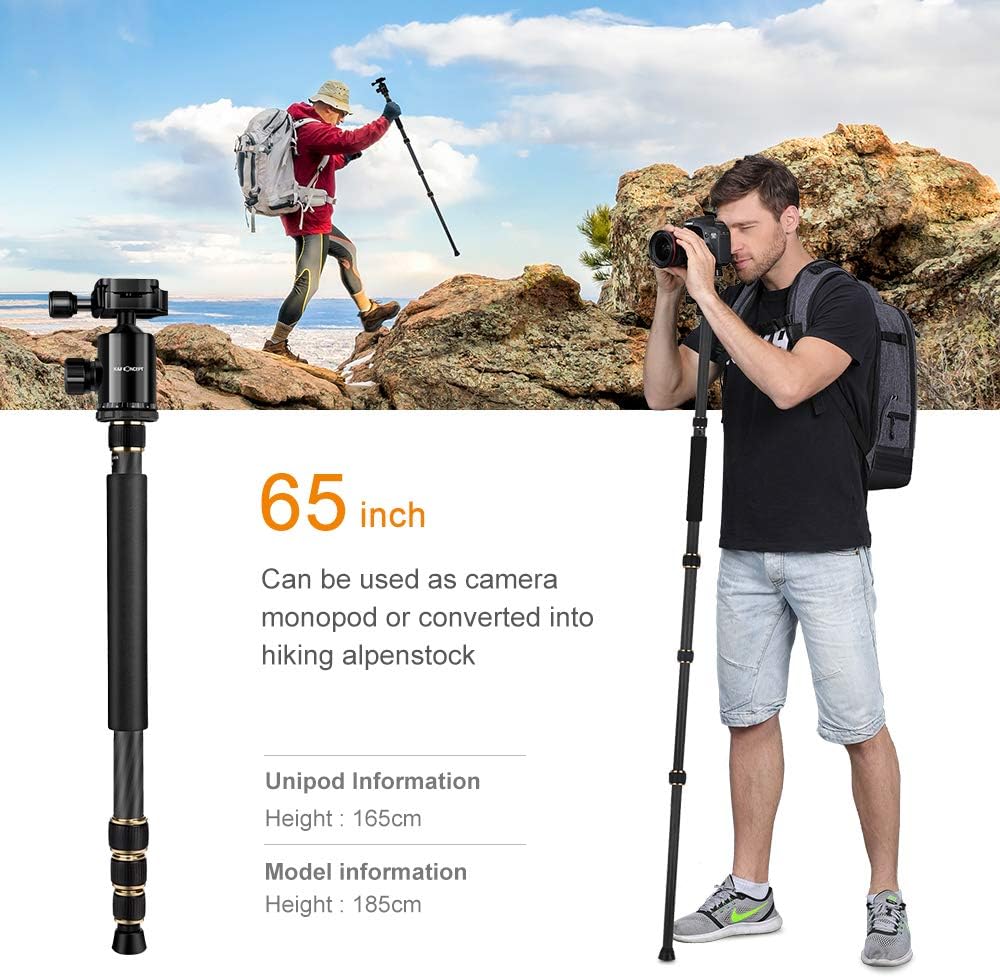 66 inch Carbon Fiber Camera Tripod with Monopod I272