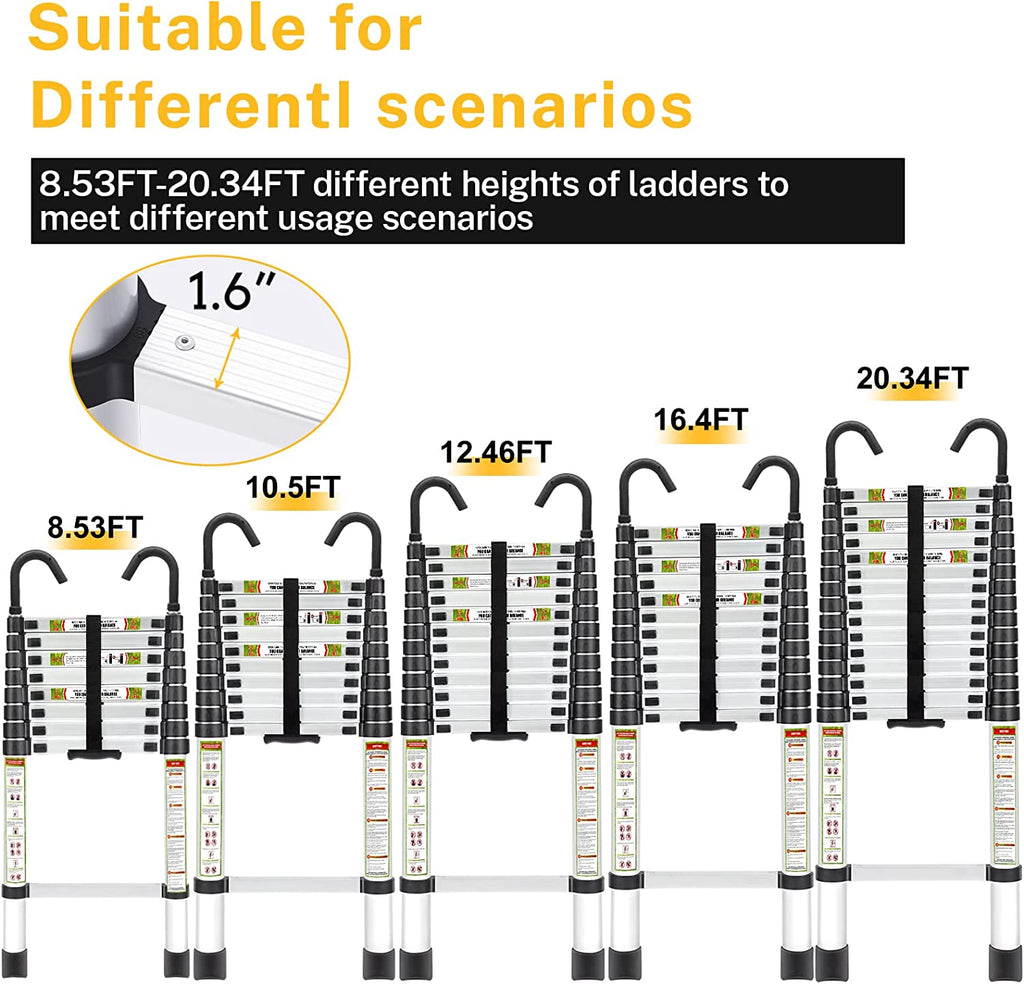 8.5FT Aluminum Telescoping Ladder with Non-Slip Feet, 330lb Capacity J6231