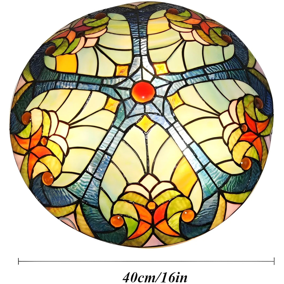 Flush Mount Ceiling Light LED Ceiling Lamp with Tiffany Glass Shade, 3 Light Pendant Light 16" X730383