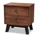 Brown and Black Oak Finished 2-Drawer Wood Nightstand N809286