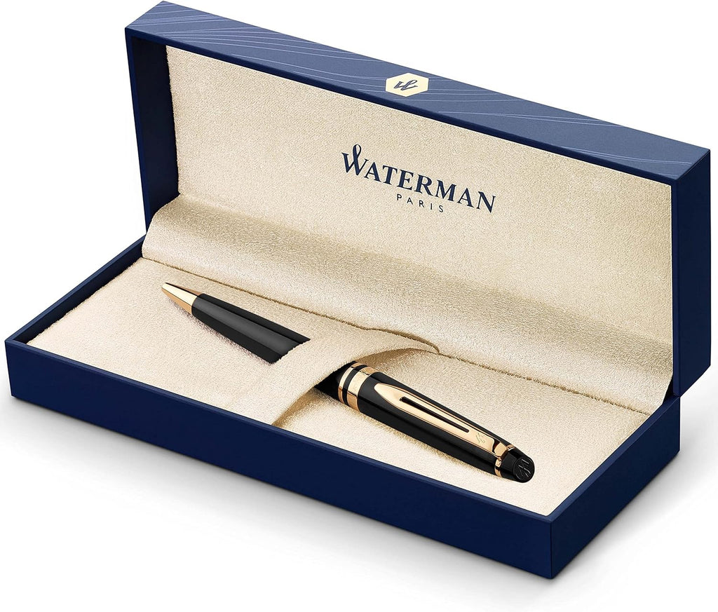 Rollerball Pen, Gloss Black with 23k Gold Trim, Fine Point, Pack of 2 L34273