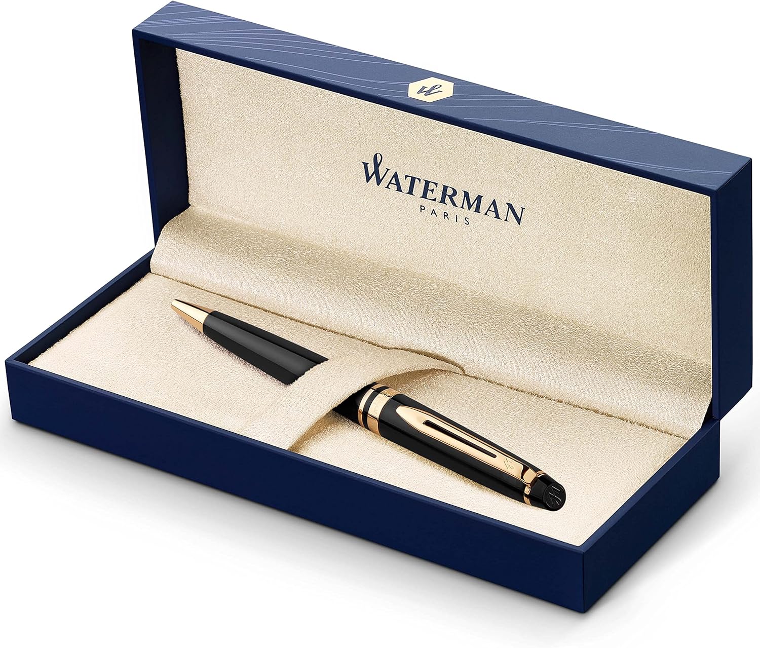 Rollerball Pen, Gloss Black with 23k Gold Trim, Fine Point, Pack of 2 L34273