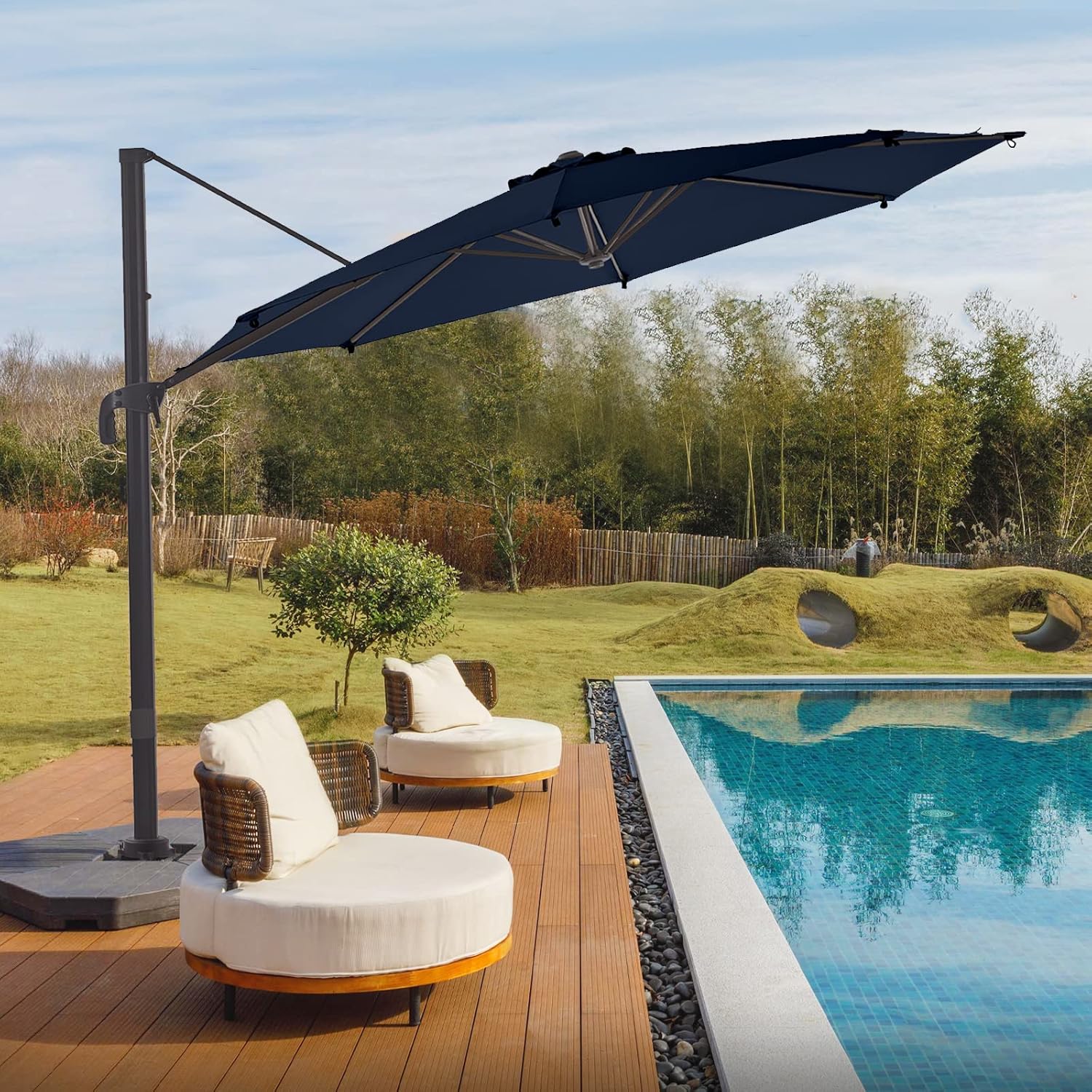Brick Red 10 FT Offset Patio Umbrella with Aluminum Frame X82978