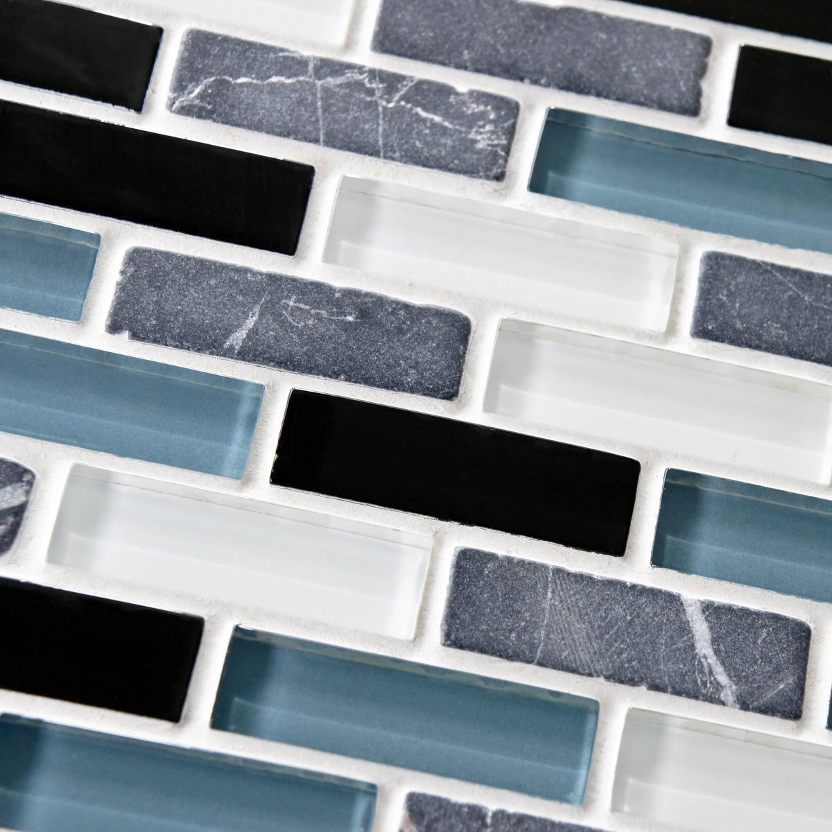 11.75x11.75-inch Glass and Stone Mosaic Wall Tile N6549
