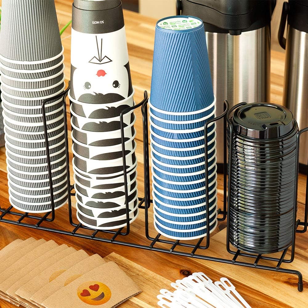 Black Iron Wire 4-Section Cup & Lid Organizer G3465