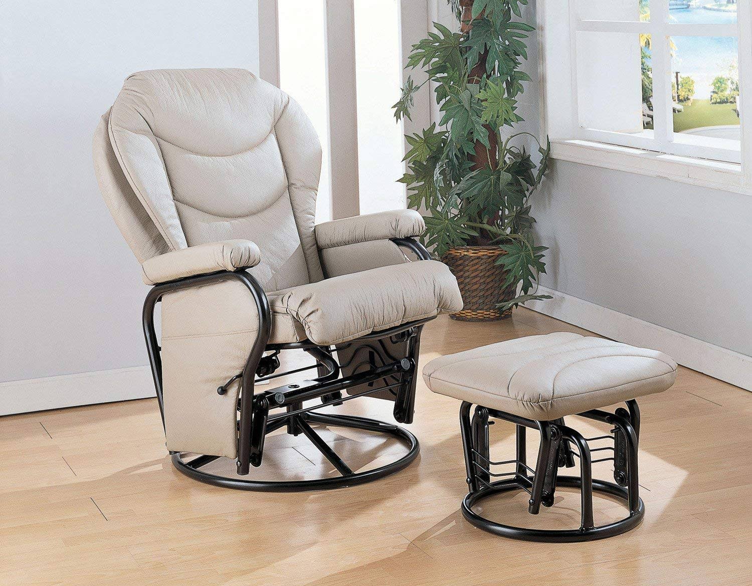 Bone Glider Rocker with Round Base Ottoman F59034