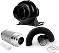 4 Inch 195 CFM Inline Fan, Carbon Filter, 8 Feet Flexible Ducting, Pack of 2 L60930